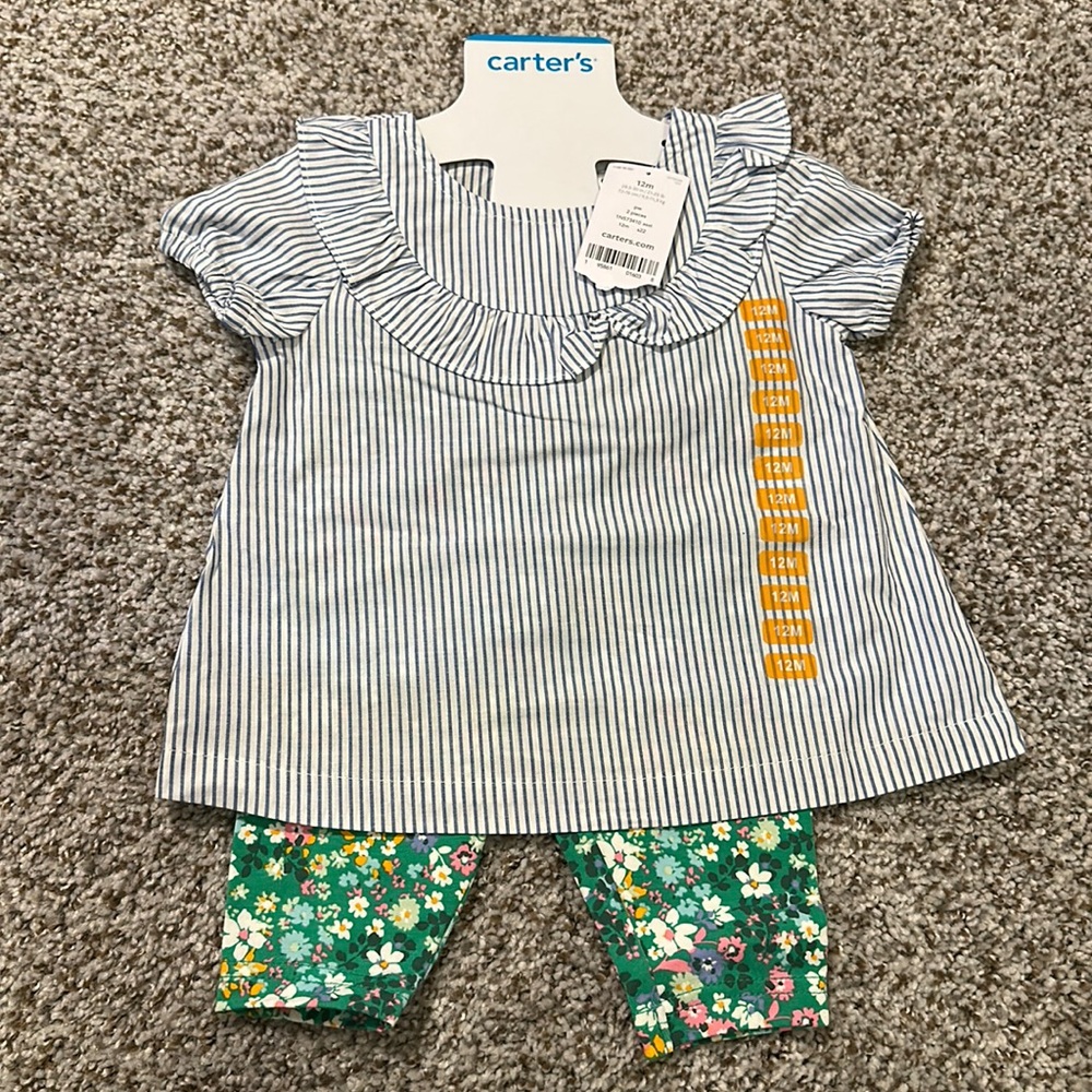 Carter’s 2 piece 12m shirt/pants set